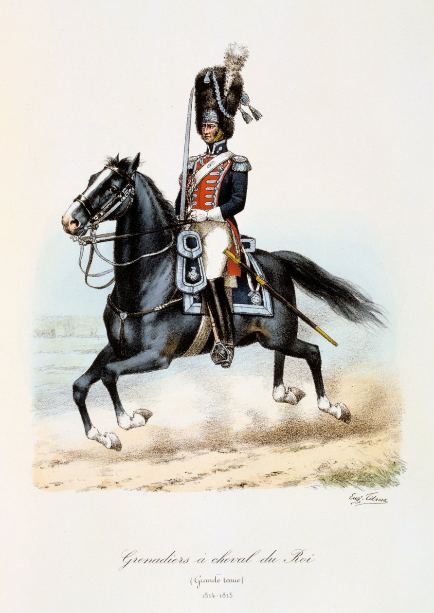 国王的马手榴弹兵，伟大的服装，1814-15年 作者 尤金·蒂特克斯（Eugene Titeux）