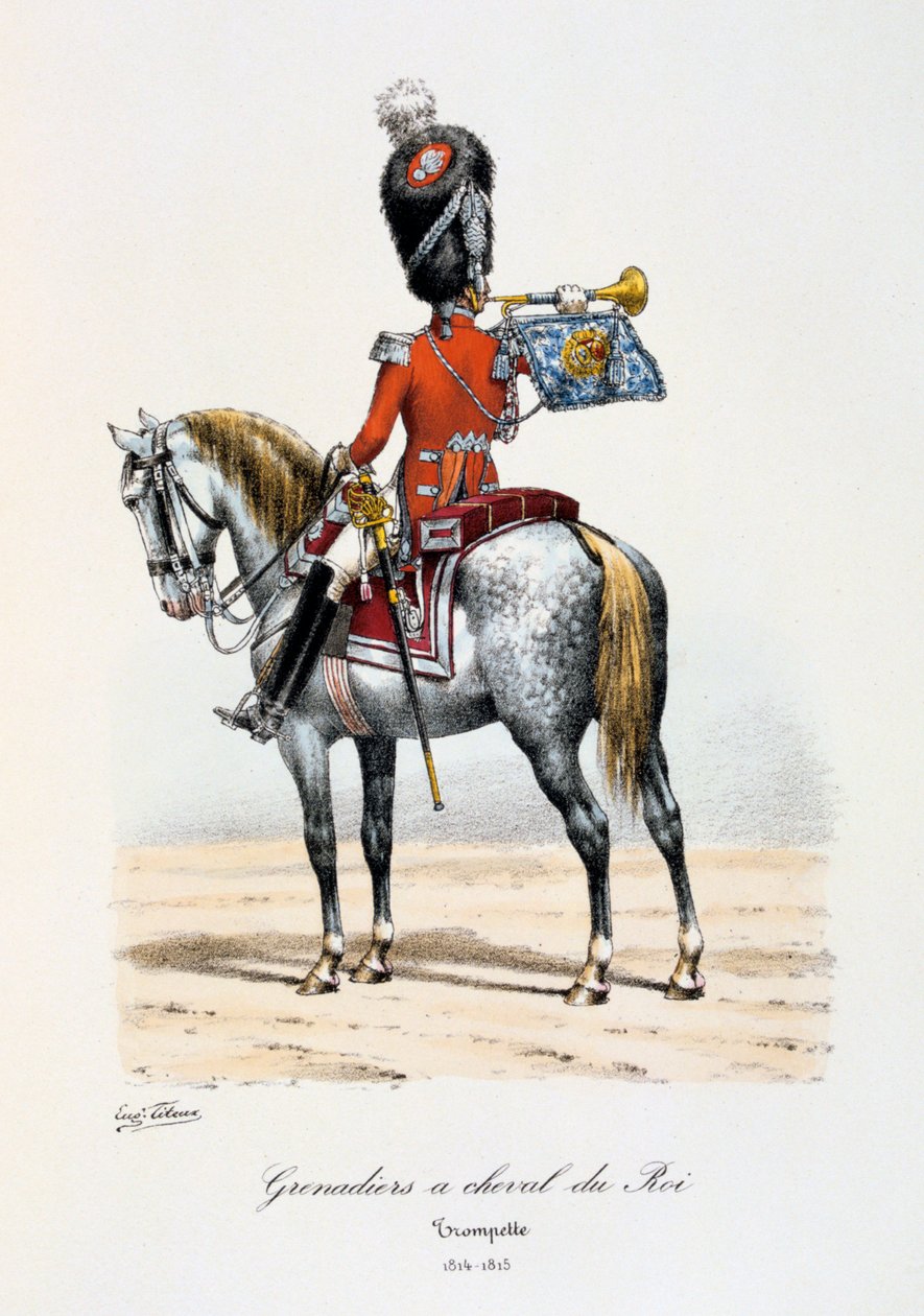 手榴弹兵Cheval du Roi，小号手，1814年-15日 作者 尤金·蒂特克斯（Eugene Titeux）