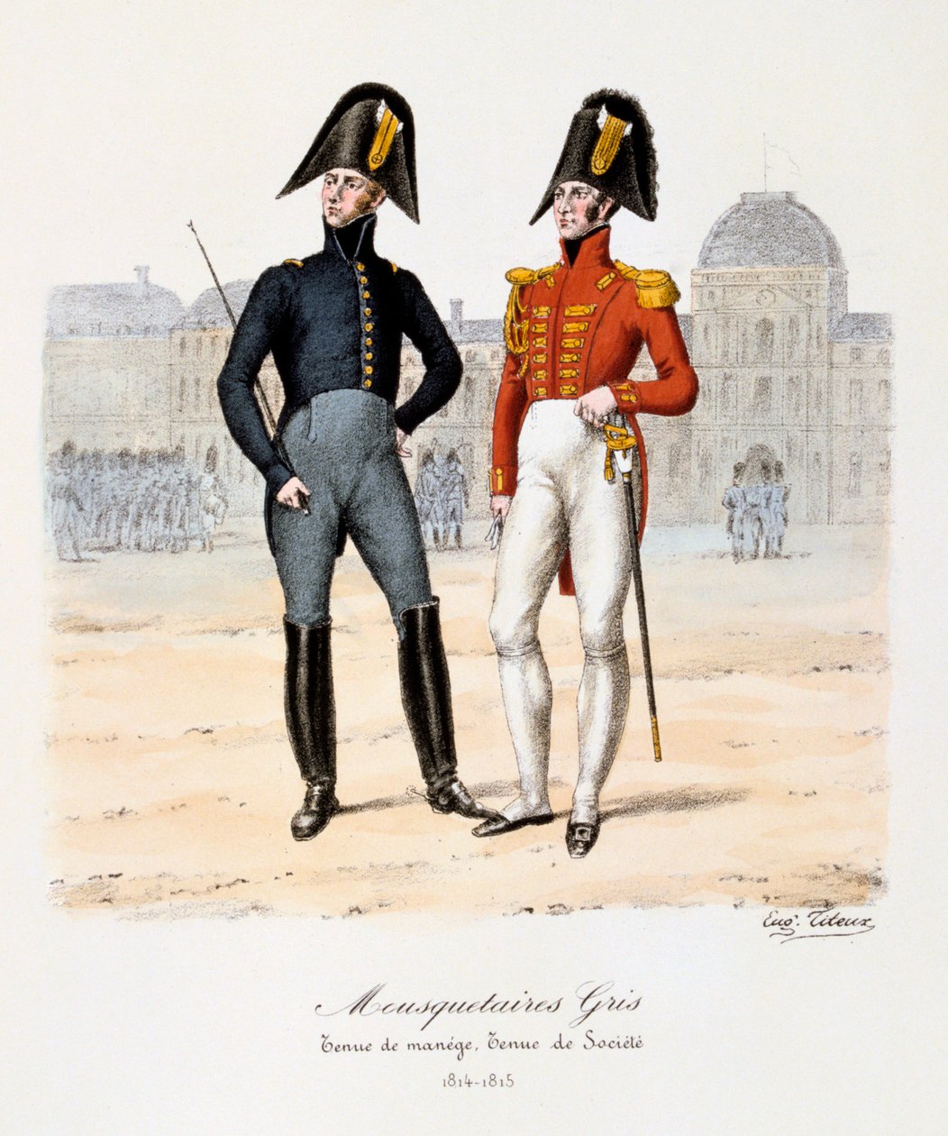 灰色火枪手，Manege服装和社会服装，1814-15年 作者 尤金·蒂特克斯（Eugene Titeux）
