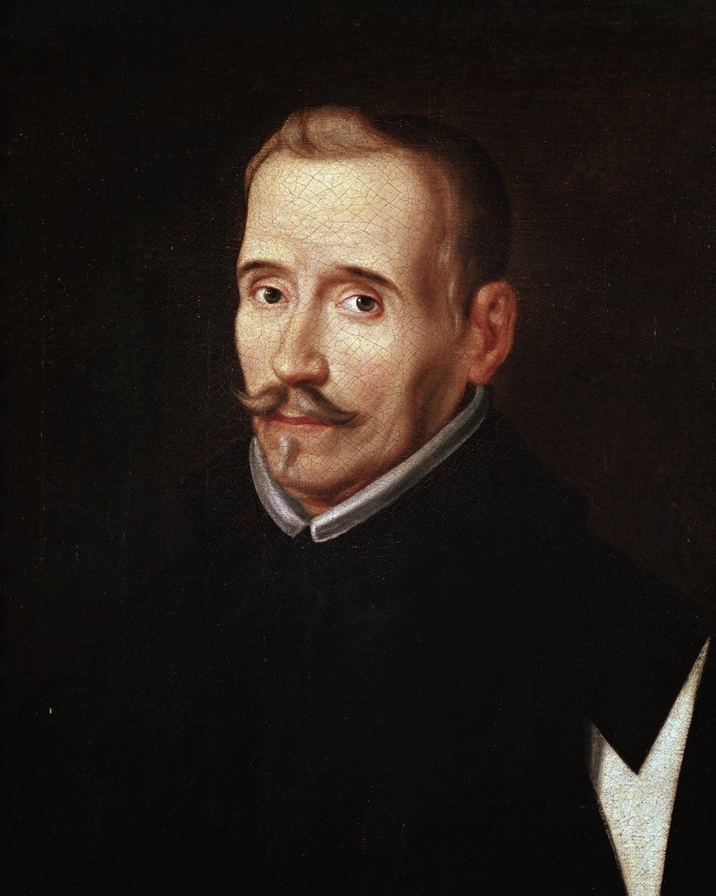 Felix Lope de Vega y Carpio (1562-1635) 的肖像，西班牙剧作家和诗人。 17 世纪 Eugenio Caxes 学校的匿名画作。 布面油画。细节。 马德里。 拉扎罗·加尔迪亚诺基金会 作者 Eugenio（攻击）Caxes