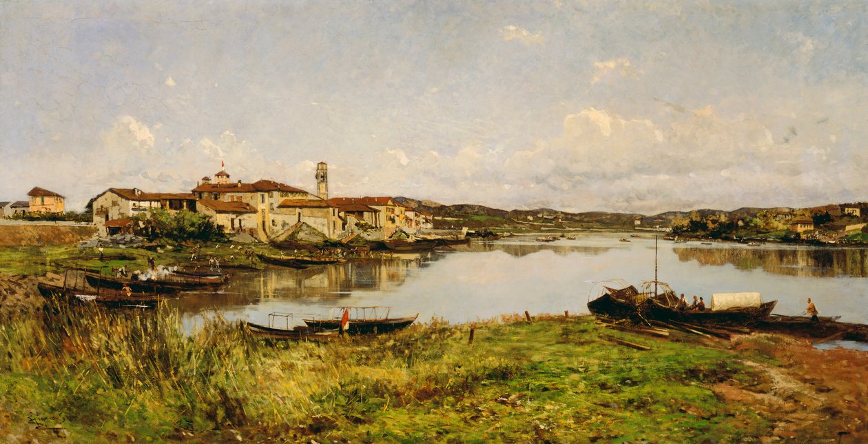 塞斯托 Circalende 视图，约 1885 年（布面油画） 作者 尤金尼奥·吉格努斯