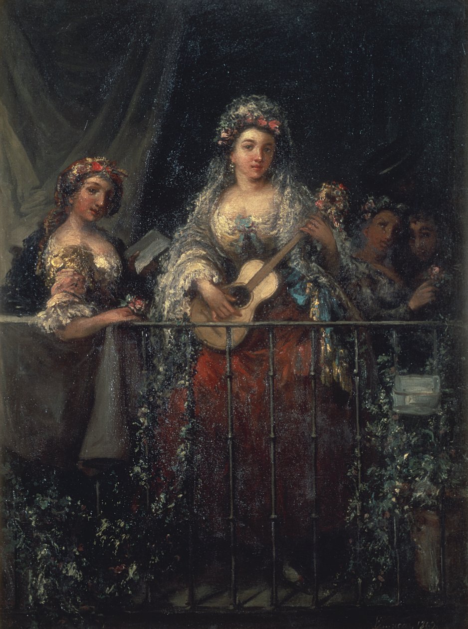 女士们在阳台上，1862年 作者 欧金尼奥·卢卡斯·贝拉斯克斯