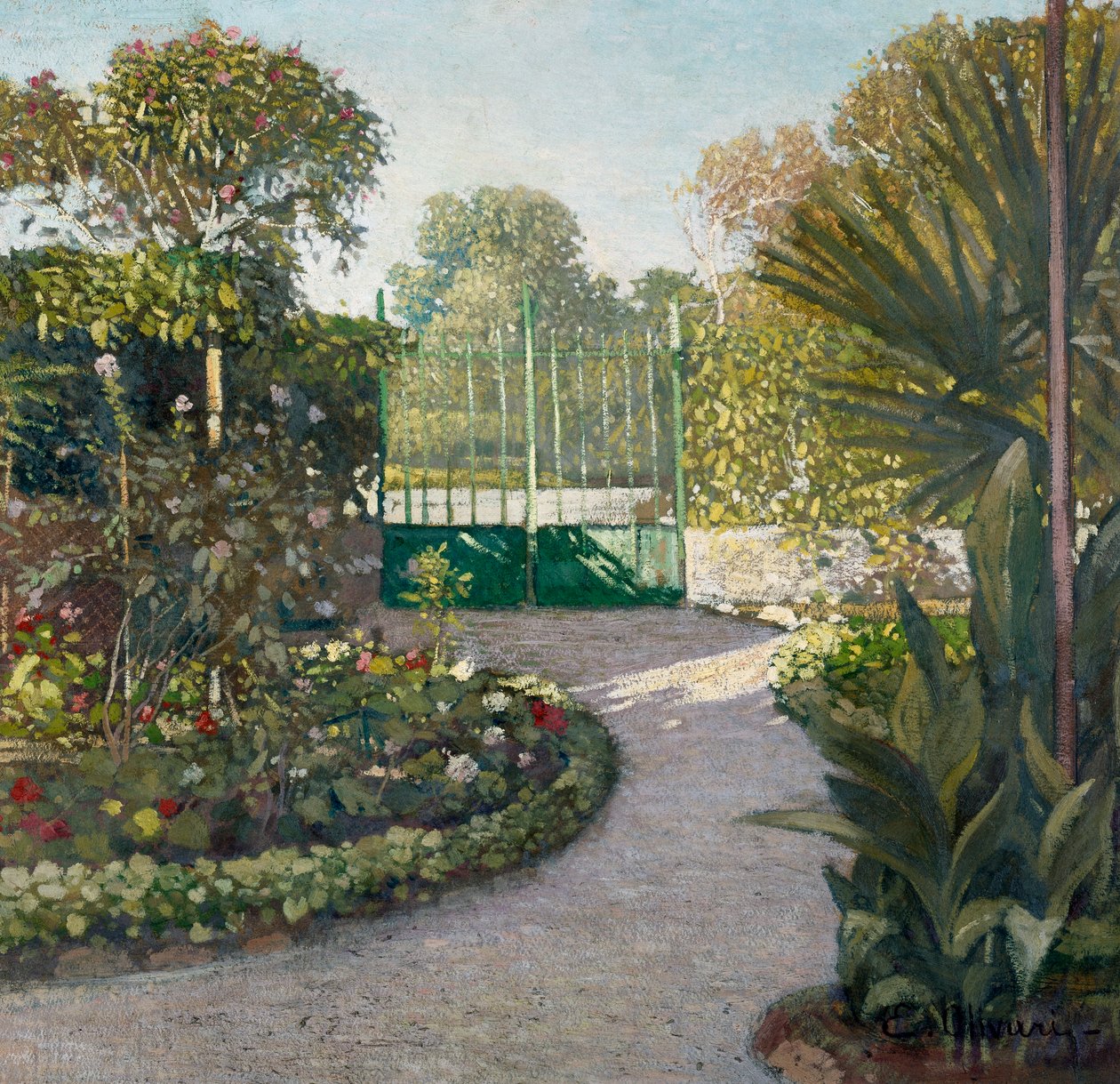 花园，尤金尼奥·奥利瓦里（Eugenio Olivari，1882-1917）绘画，纸板油画，69x72 厘米 作者 欧金尼奥·奥利瓦里（Eugenio Olivari）