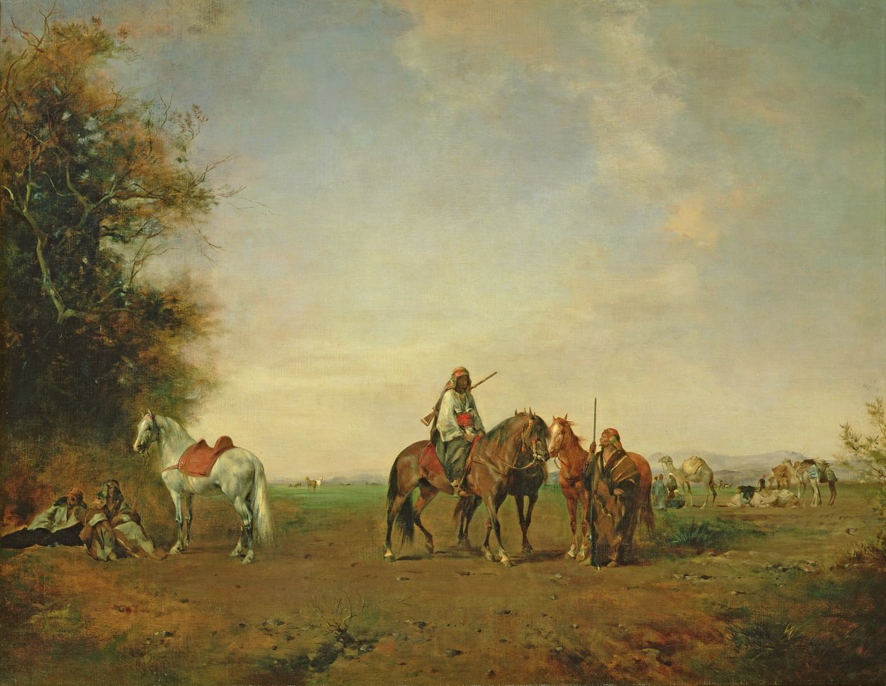 1870年，阿拉伯骑兵在平原上休息的地方 作者 欧仁·弗罗门汀（EugèneFromentin）