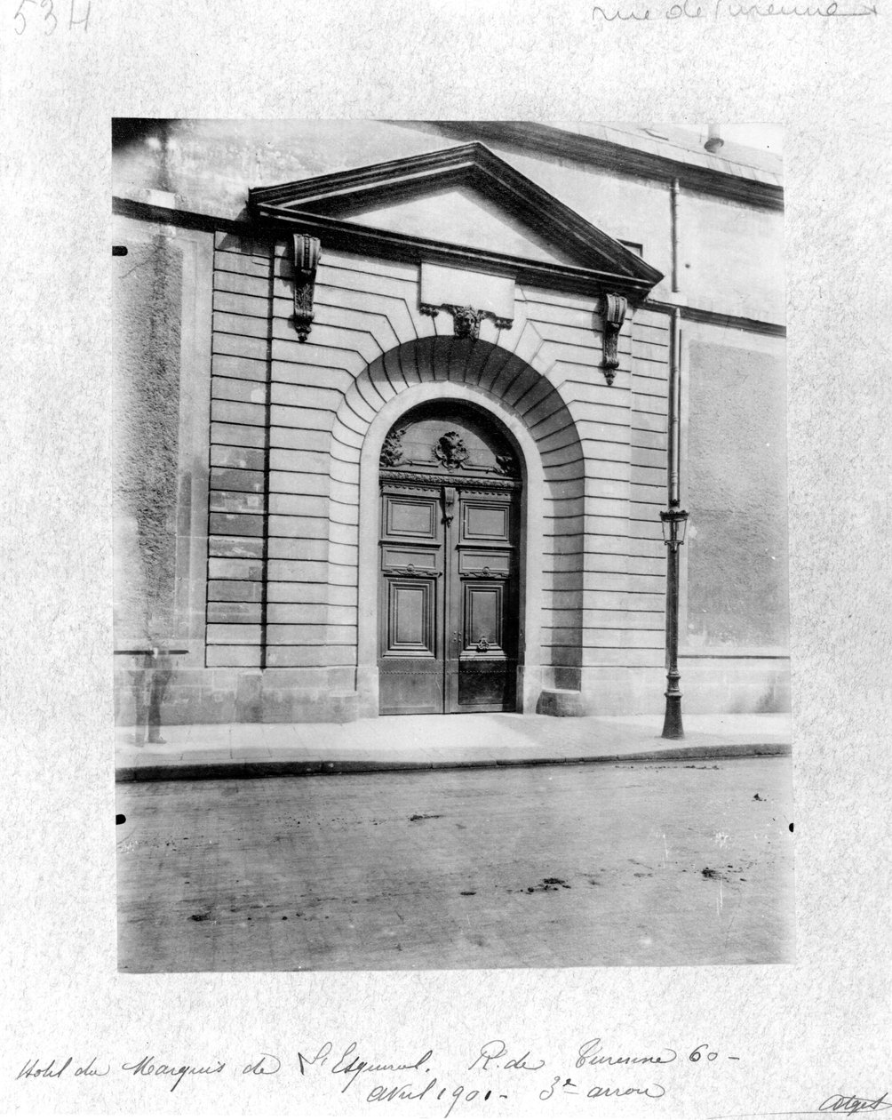 巴黎的Grand Veneur酒店，60 rue de Turenne，1901 作者 欧仁·阿格特