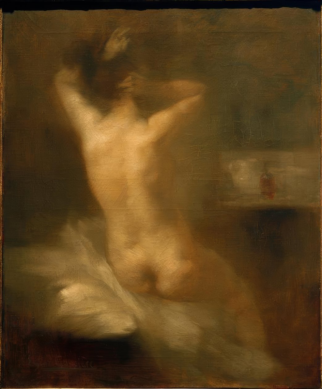 E.Carrière，女背戏 作者 欧仁·卡里尔（EugèneCarrière）
