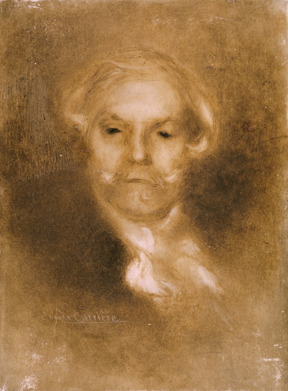 Edmond de Goncourt（1822-96）的肖像来自Germinie Lacerteux，Edmond和Jules（1830-70）出版于1890年（蚀刻，wc on vellum） 作者 欧仁·卡里尔（EugèneCarrière）