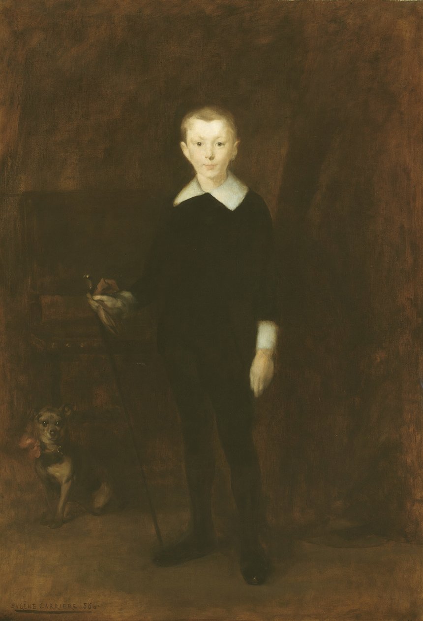 一个男孩的肖像，1886年。 作者 欧仁·卡里尔（EugèneCarrière）