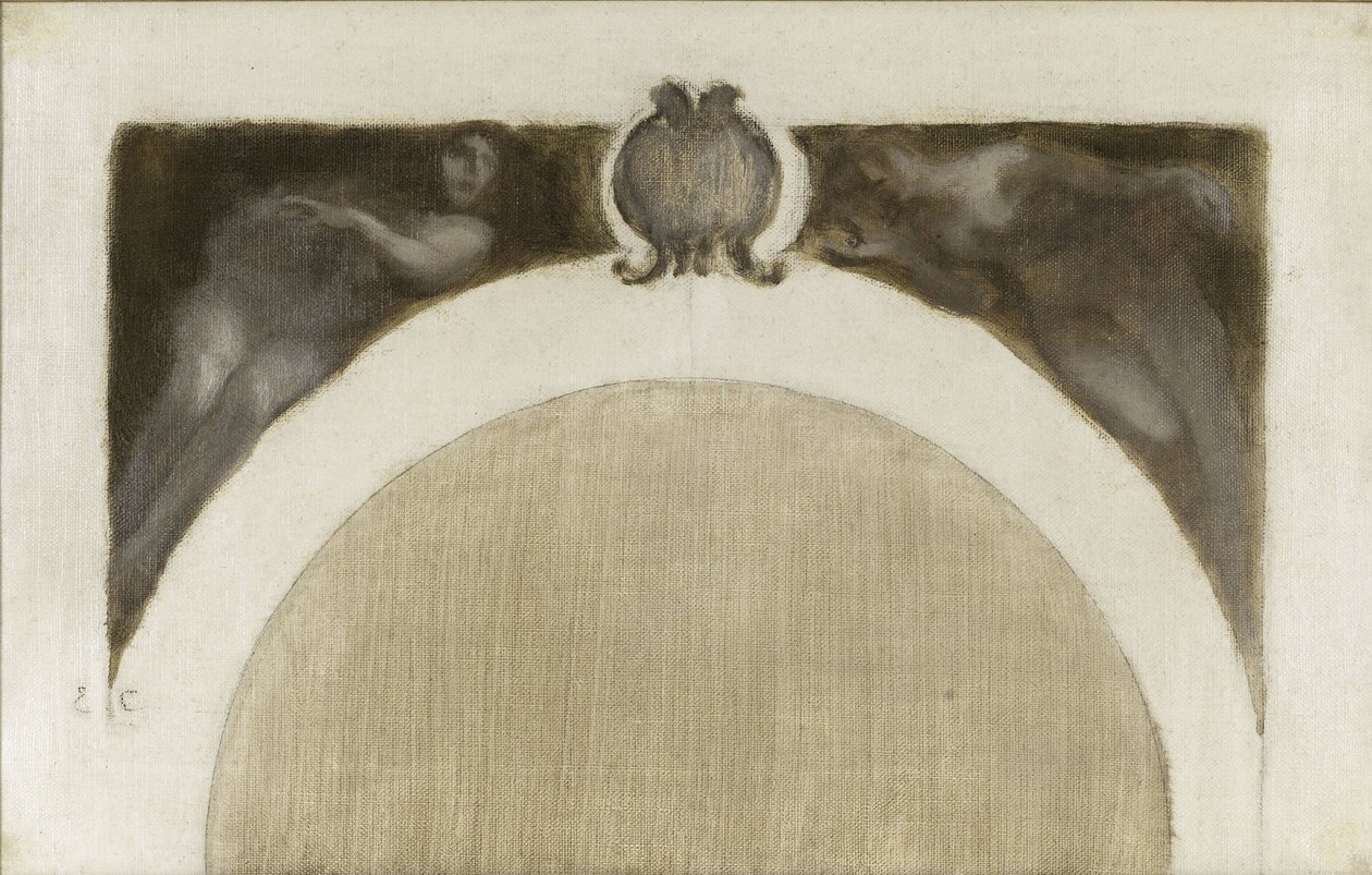 巴黎市政厅科学沙龙草图：Les Mathématiques - La Minéralogie，1889 年至 1891 年（布面油画） 作者 欧仁·卡里尔（EugèneCarrière）