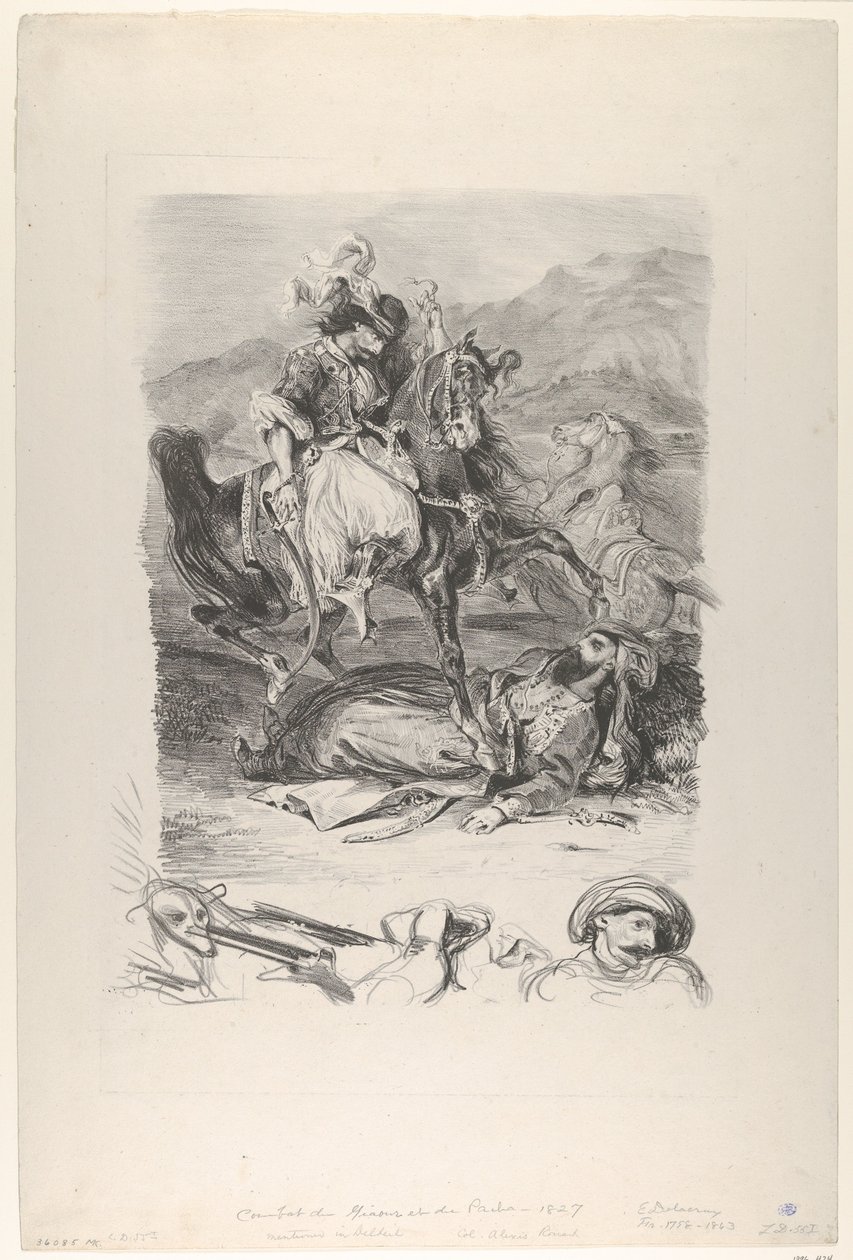 Giaour和帕夏的战斗，1827年，1827年。 作者 尤金·德拉克洛瓦