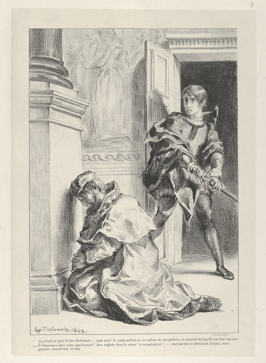 Hamlet Attempts to Kill the King, 1834-43. , 1834-43. 作者 尤金·德拉克洛瓦