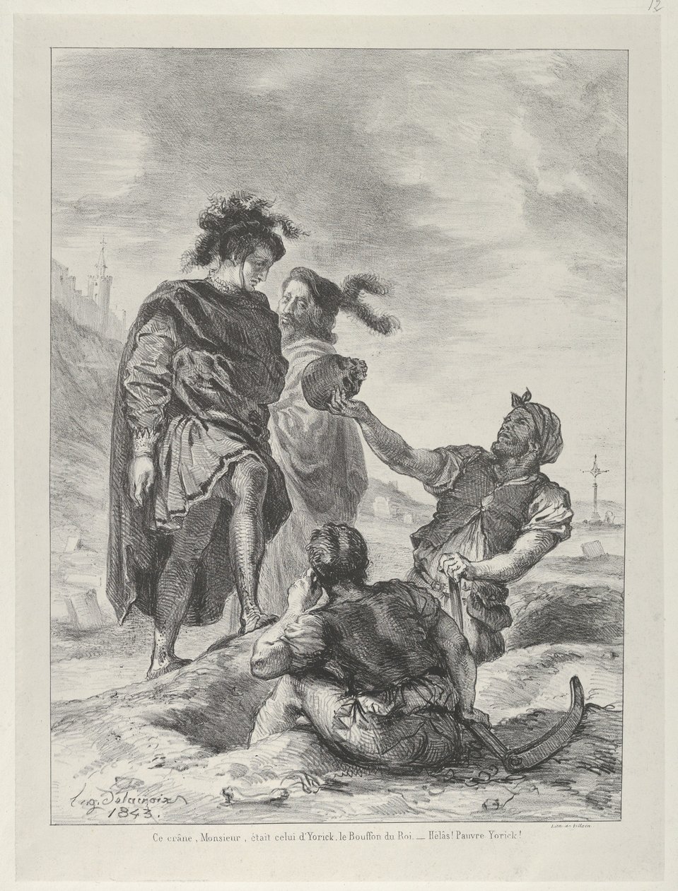 哈姆雷特和霍拉旭在《掘墓人》前，1843年，1843年。 作者 尤金·德拉克洛瓦