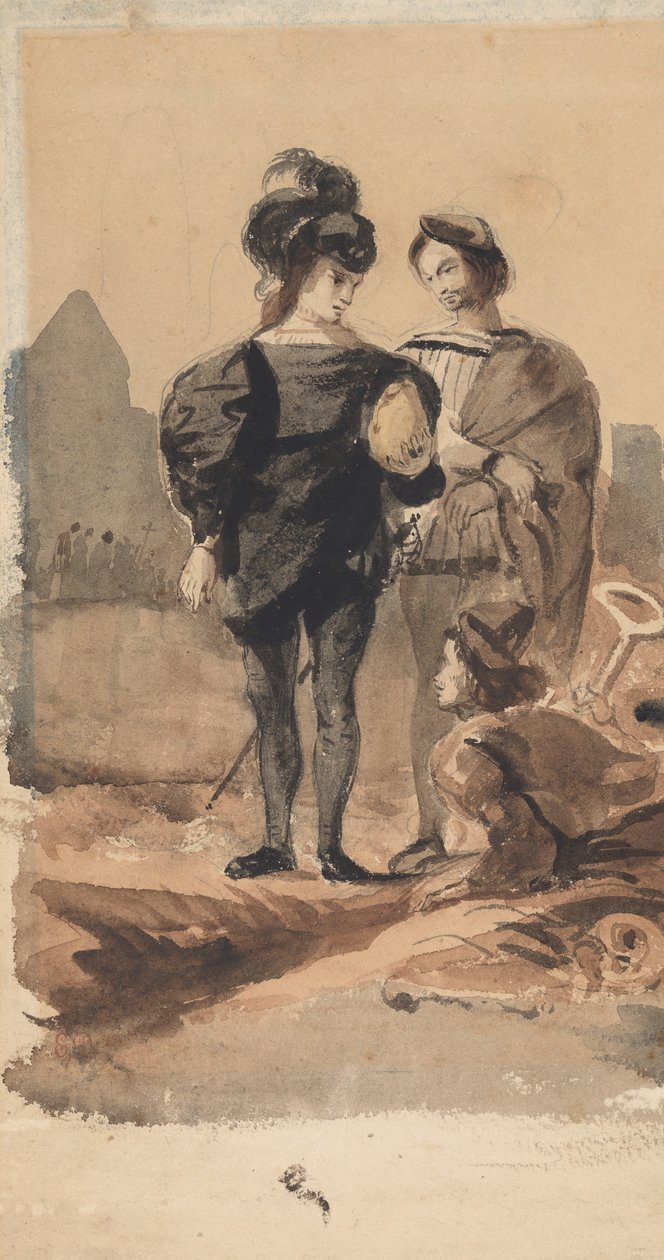 墓地里的哈姆雷特和霍拉旭，1827-28。 作者 尤金·德拉克洛瓦