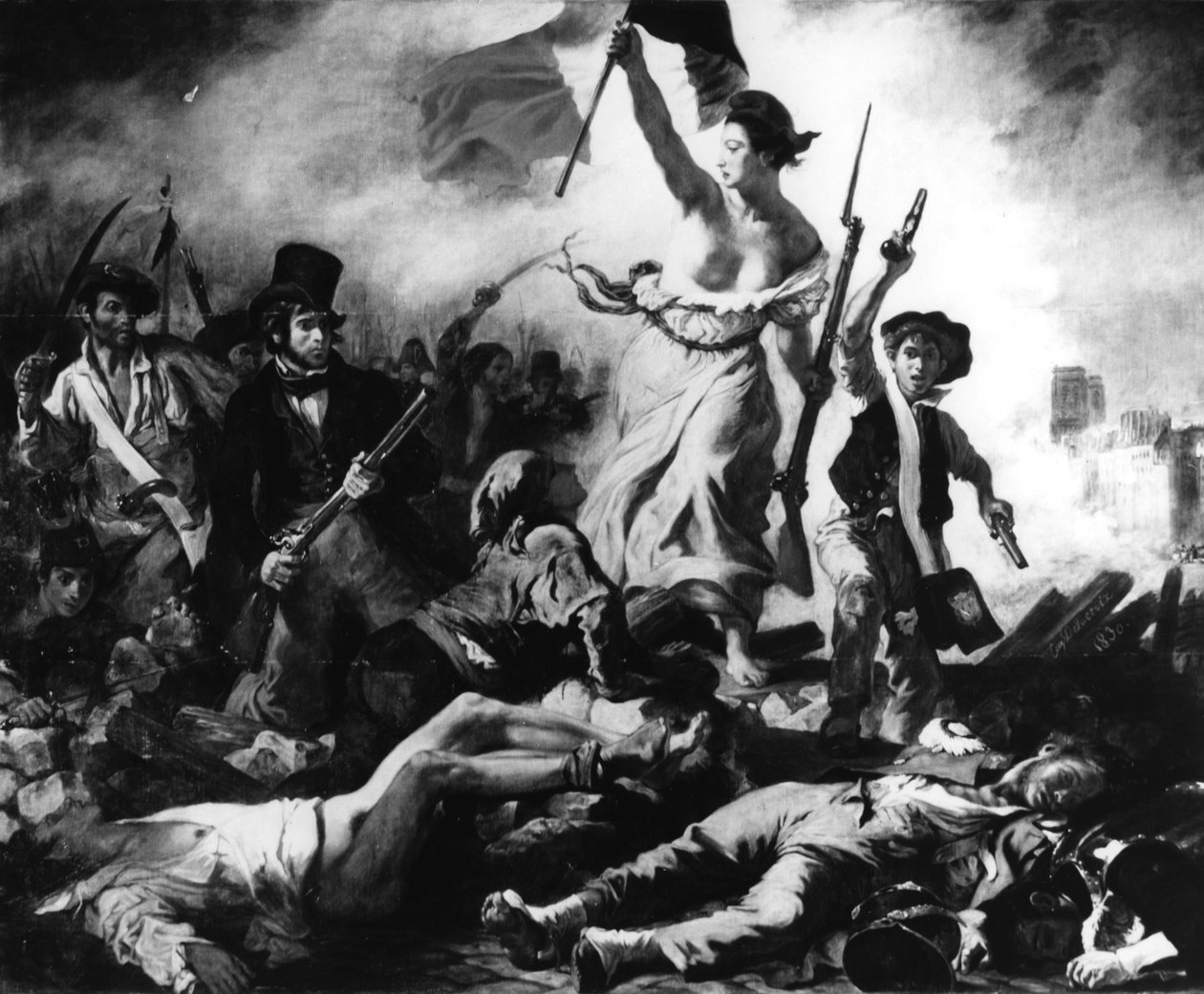 La Liberte guidant le Peuple》，1830年7月28日。   作者 尤金·德拉克洛瓦