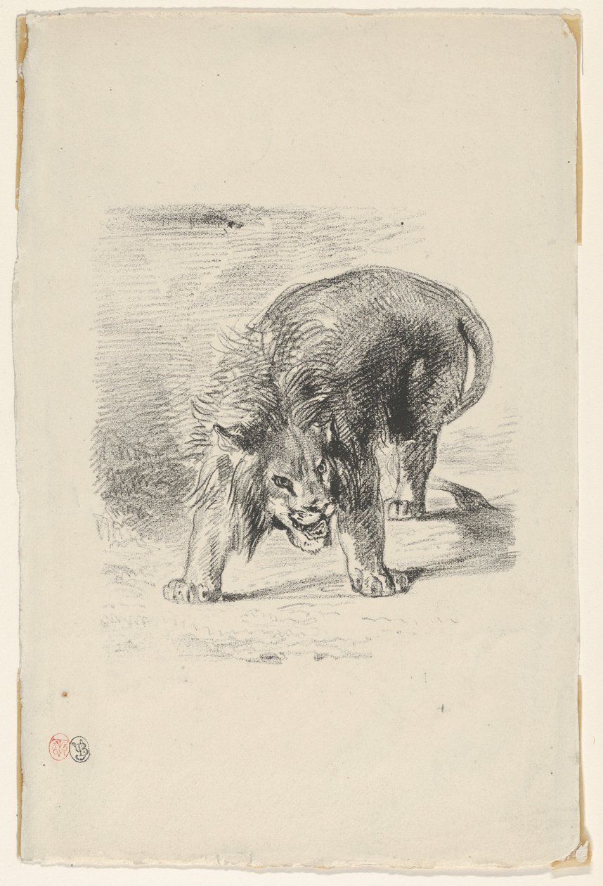 狮子站，1833.，1833.。 作者 尤金·德拉克洛瓦