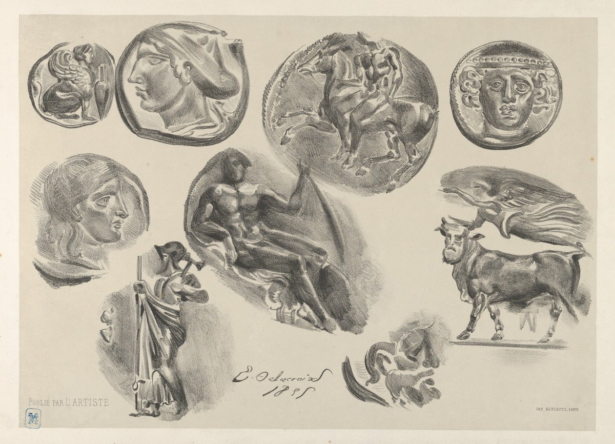 九张古币，1825., 1825. 作者 尤金·德拉克洛瓦