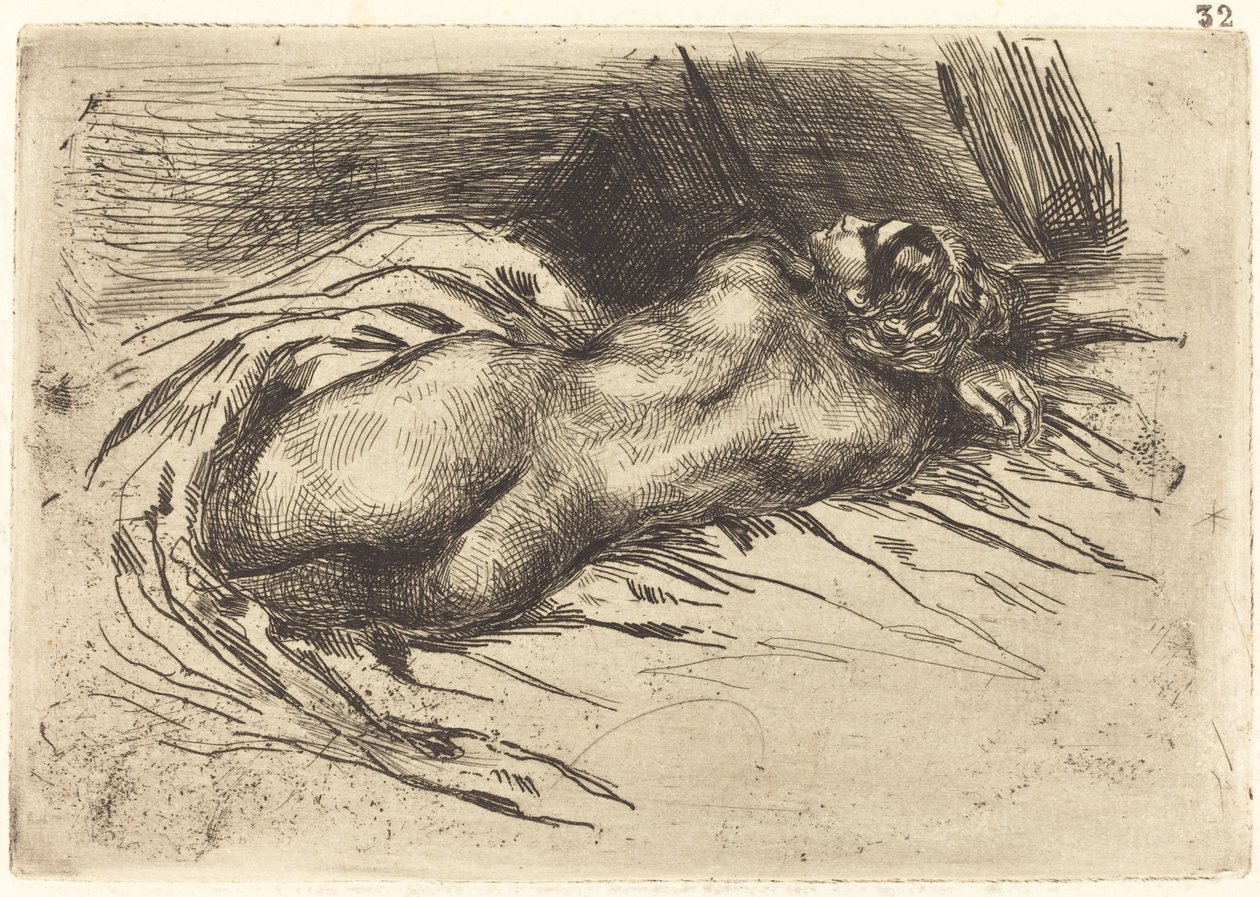 女人的研究，从背面看 Étude de femme vue de dos, 1833. 作者 尤金·德拉克洛瓦