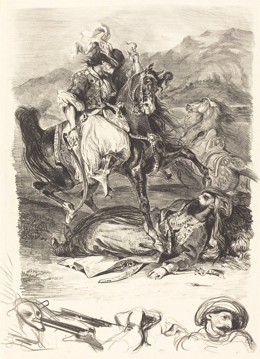 吉奥尔和帕夏之战 Combat du Giaour et du Pacha, 1827. 作者 尤金·德拉克洛瓦