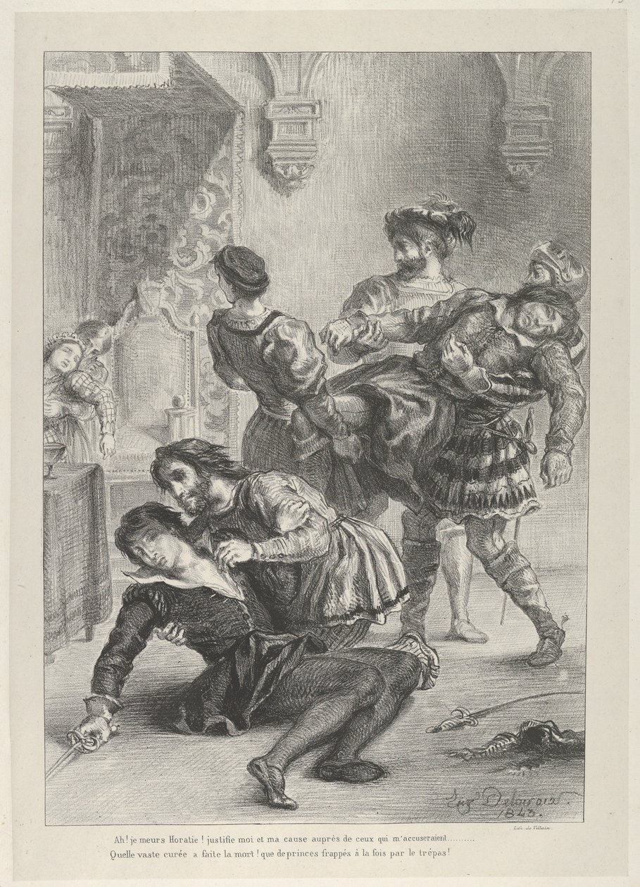 哈姆雷特之死》，1843年，1843年。 作者 尤金·德拉克洛瓦