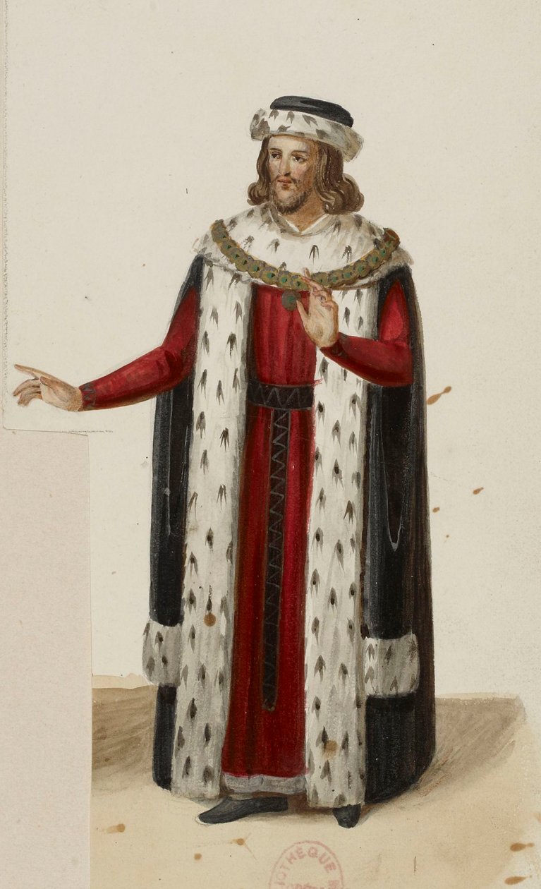 Enguerrand de Marigny 的服装（La Tour de Nesle，1832 年）（已裁剪） 作者 欧仁·法格