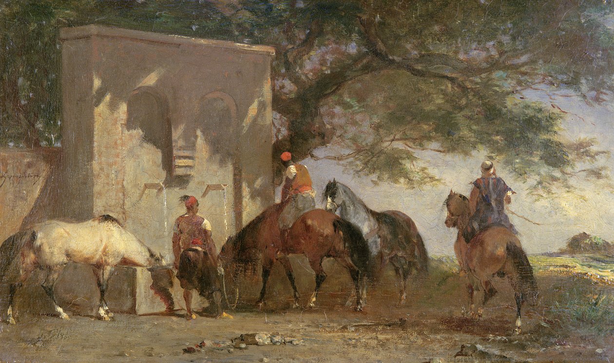 阿拉伯人浇灌他们的马，1865-75 作者 欧仁·弗罗门汀（EugèneFromentin）