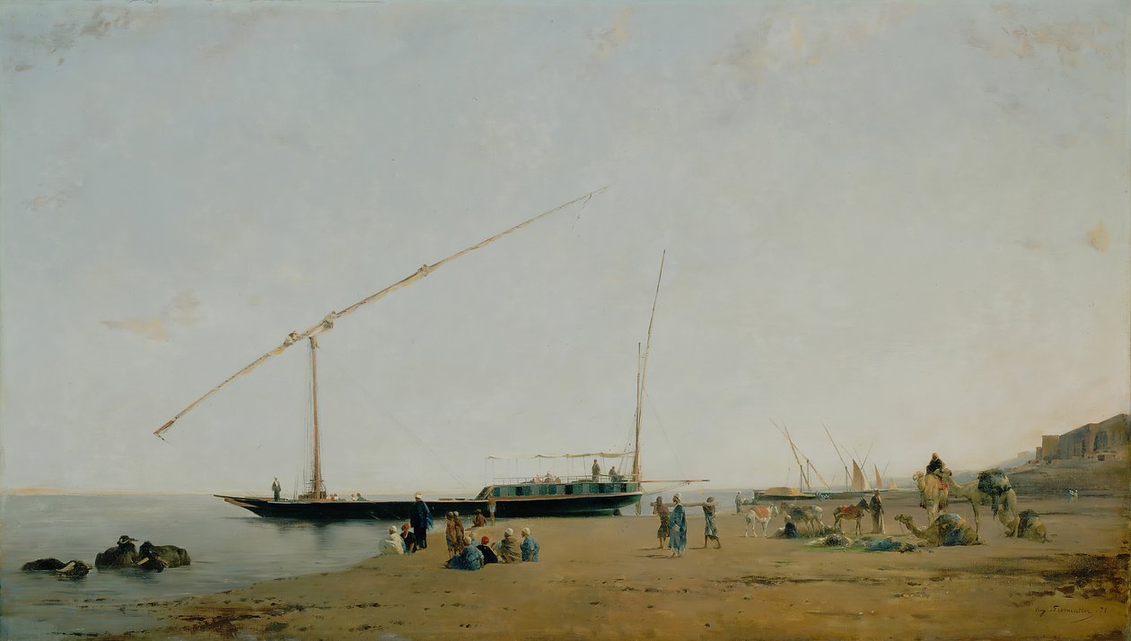 在尼罗河上，靠近菲莱，1871年。 作者 欧仁·弗罗门汀（EugèneFromentin）