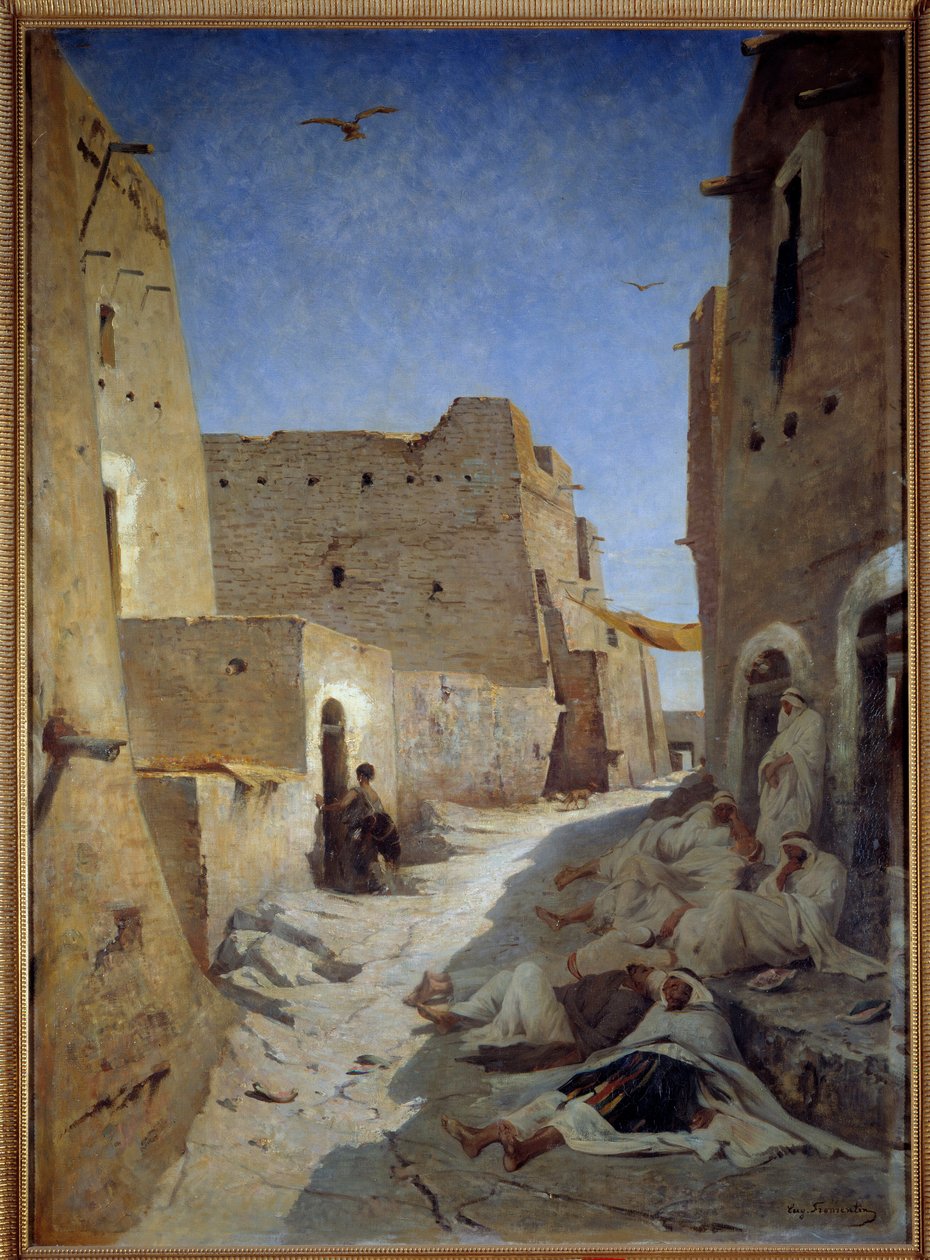 尤金·弗罗门汀（Eugene Fromentin）阿尔及利亚绘画中Laghouat的Bab el Gharbi街的景色 作者 欧仁·弗罗门汀（EugèneFromentin）