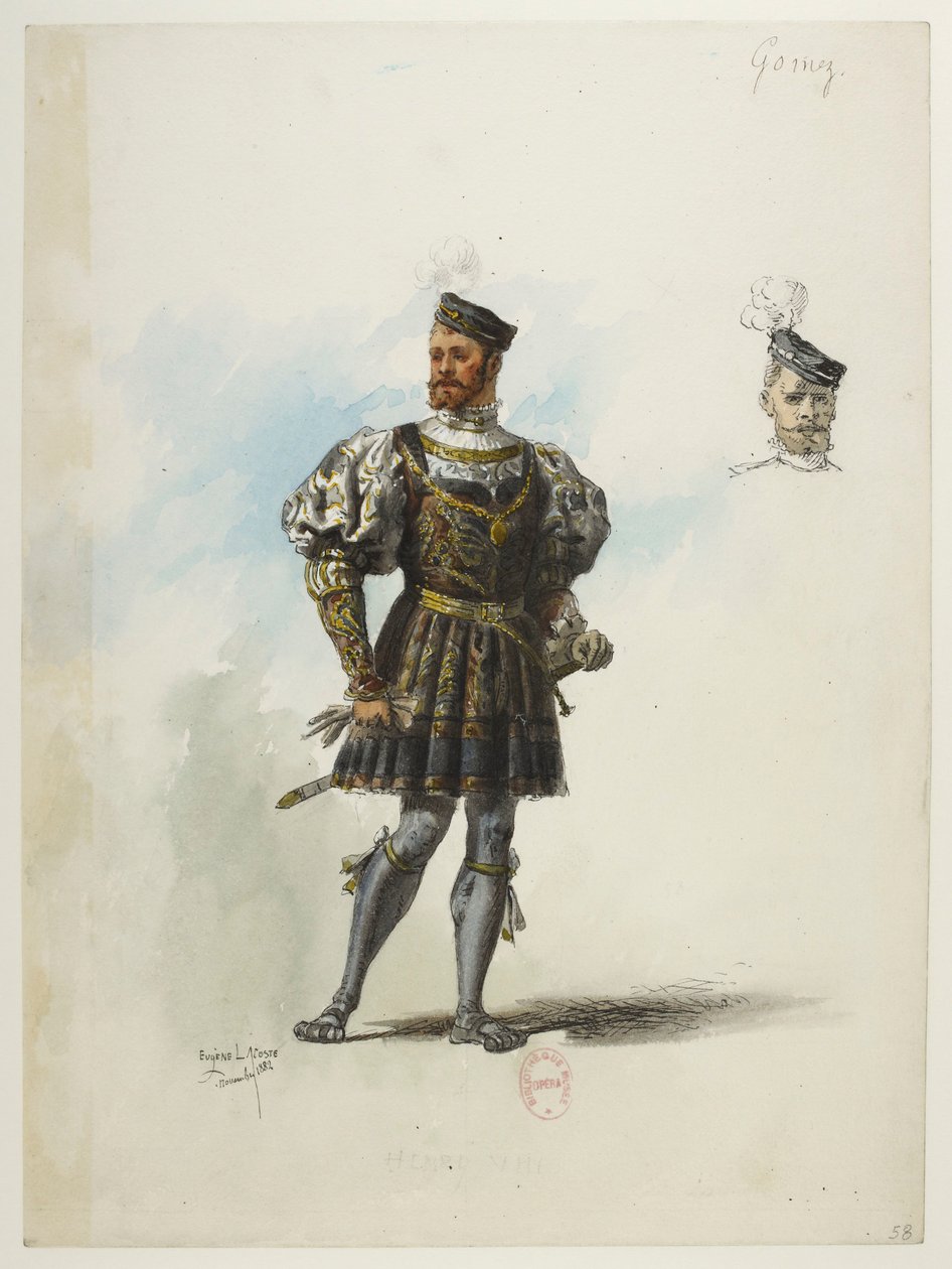 Btv1b84558104 58 - Saint-Saëns - Henry VIII - Maquettes de costumes - Lacoste - 58th Don Gomez de Feria 作者 尤金·拉科斯特（Eugene Lacoste）