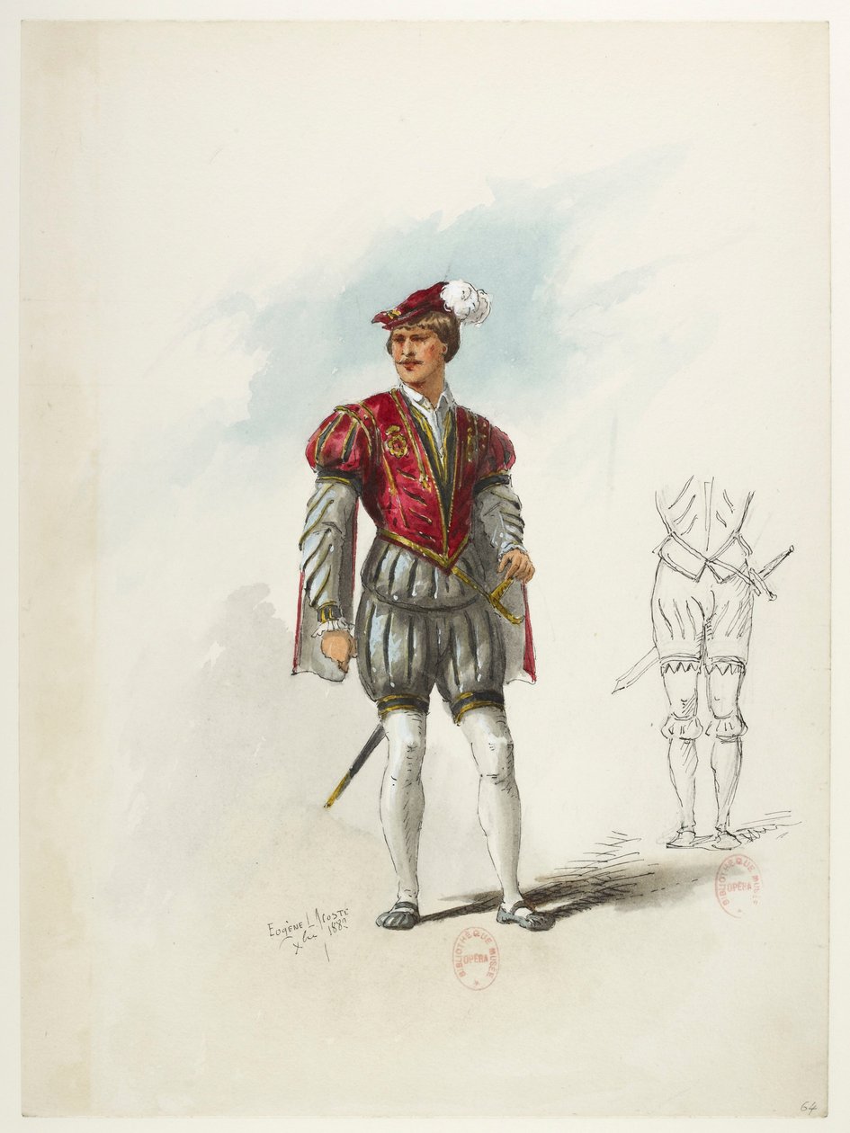 Btv1b84558104 66 - Saint-Saëns - Henry VIII - Maquettes de costumes - Lacoste - 64th Costume 作者 尤金·拉科斯特（Eugene Lacoste）