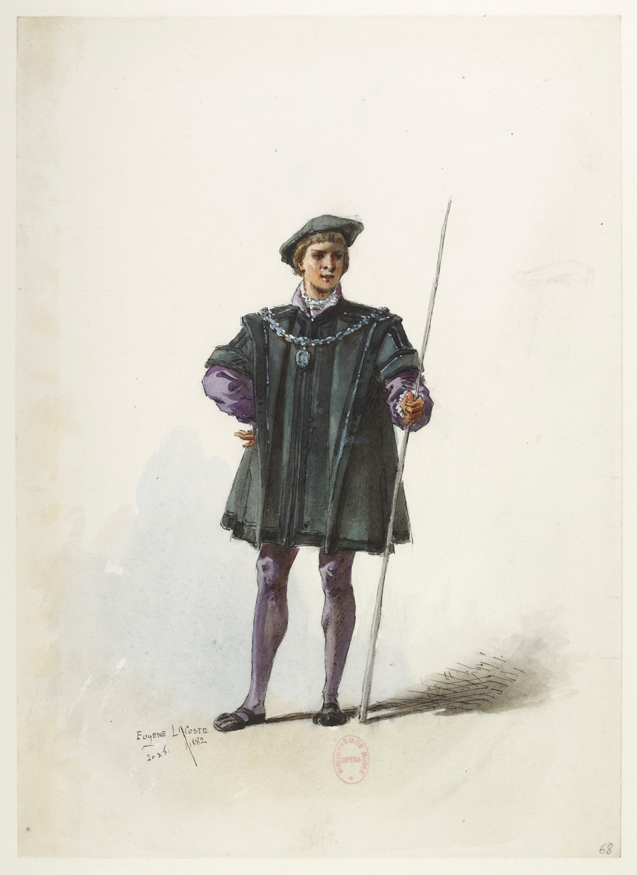 Btv1b84558104 70 - Saint-Saëns - Henry VIII - Maquettes de costumes - Lacoste - 68th Costume 作者 尤金·拉科斯特（Eugene Lacoste）