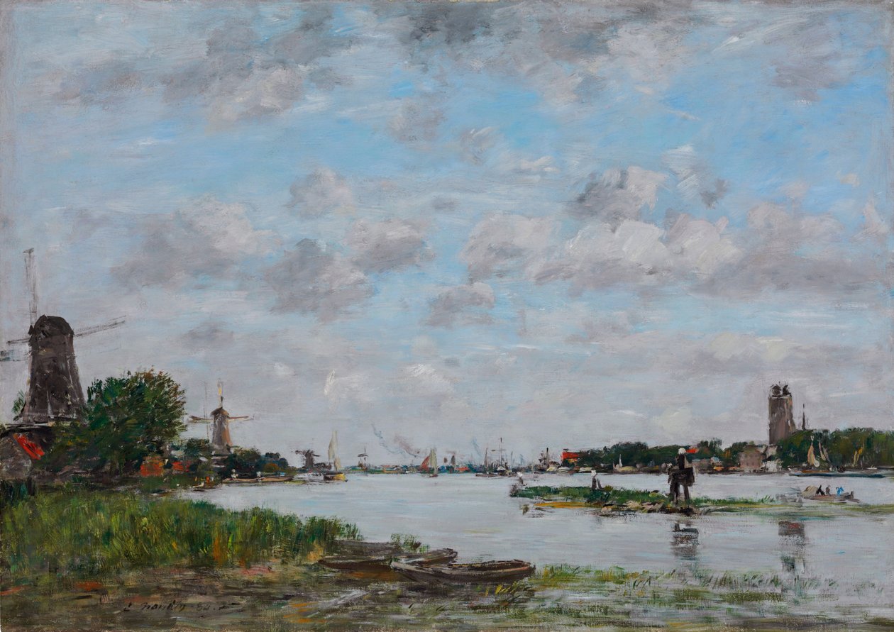 荷兰语：De Maas bij Dordrecht 多德雷赫特附近的马斯河 作者 尤金·路易斯·布丁