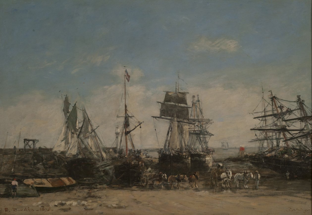 法语：Le rivage de Portrieux，Côtes-du-Nord。  波特里厄海岸，北部海岸 作者 尤金·路易斯·布丁