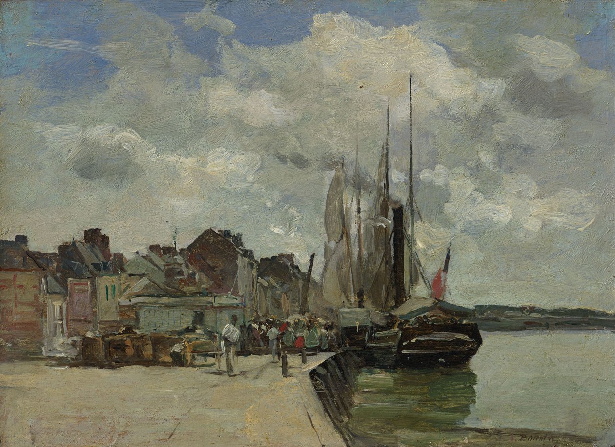 德文：Honfleur。洪弗勒尔港：港口 作者 尤金·路易斯·布丁