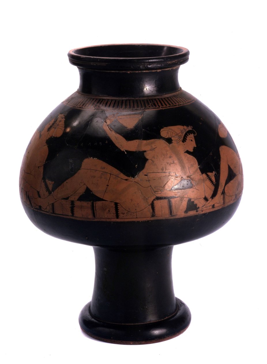 阁楼红色花瓶与研讨会场景，公元前505-500陶瓷 作者 Euphronios