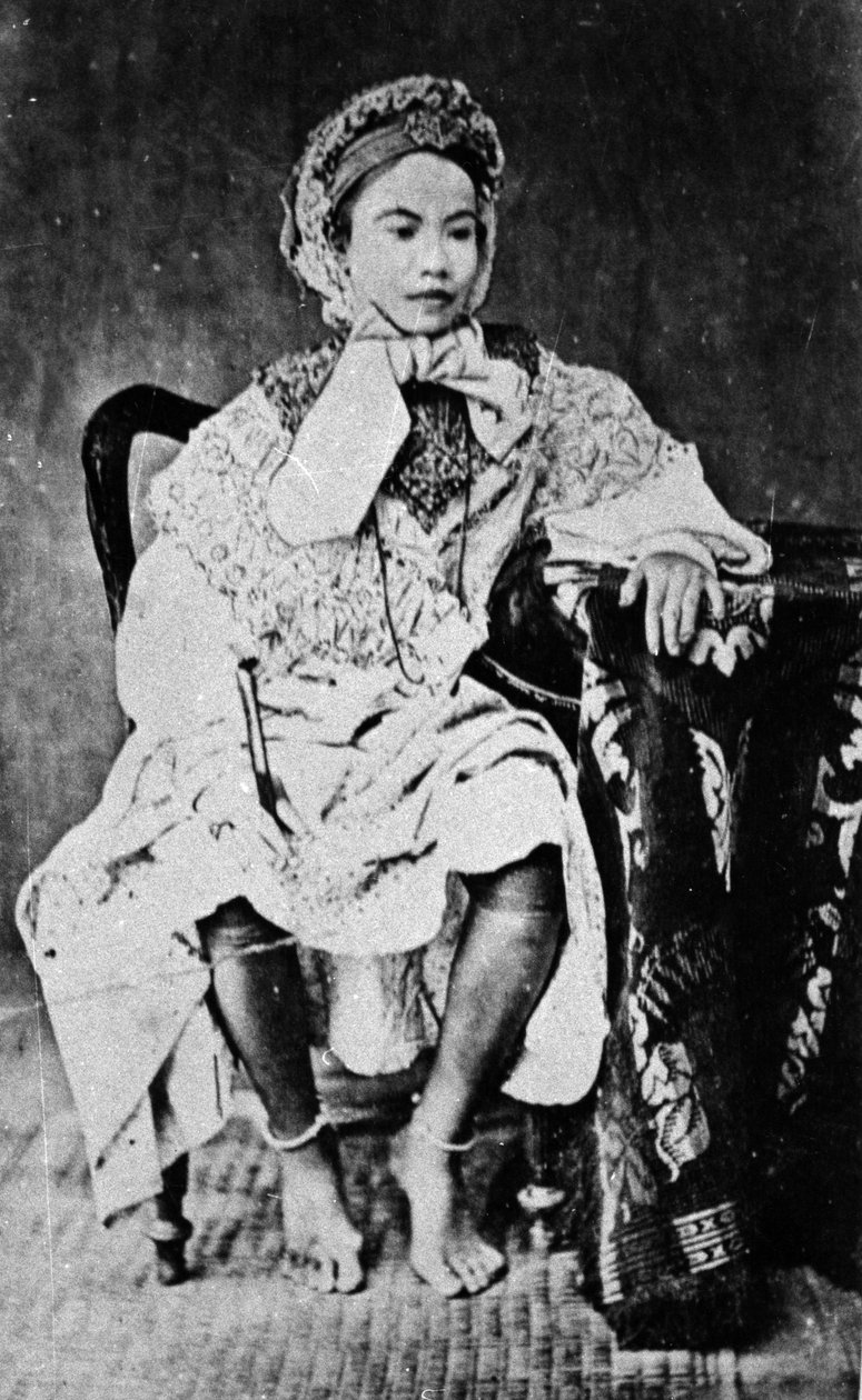欧洲着装的柬埔寨或暹罗女王，1860年代 作者 欧洲摄影师