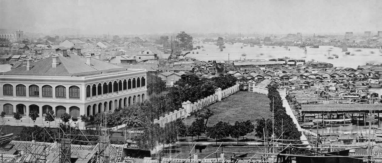 美国特许经营场和广州珠江，1880年代 作者 欧洲摄影师