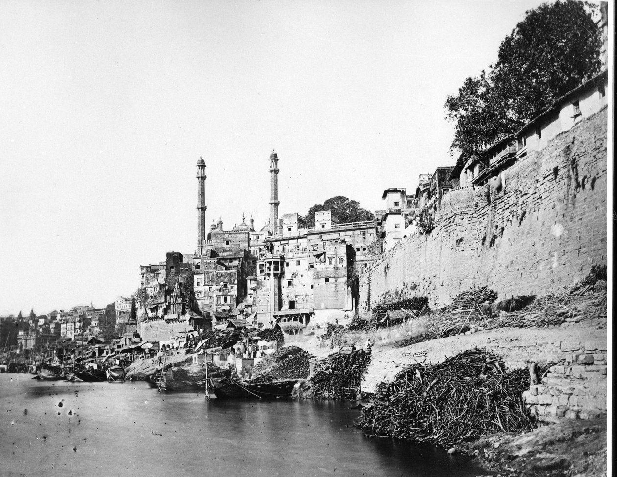 Pachganga Ghat和Aurangzeb清真寺，Benares，1860  -  70年代 作者 欧洲摄影师
