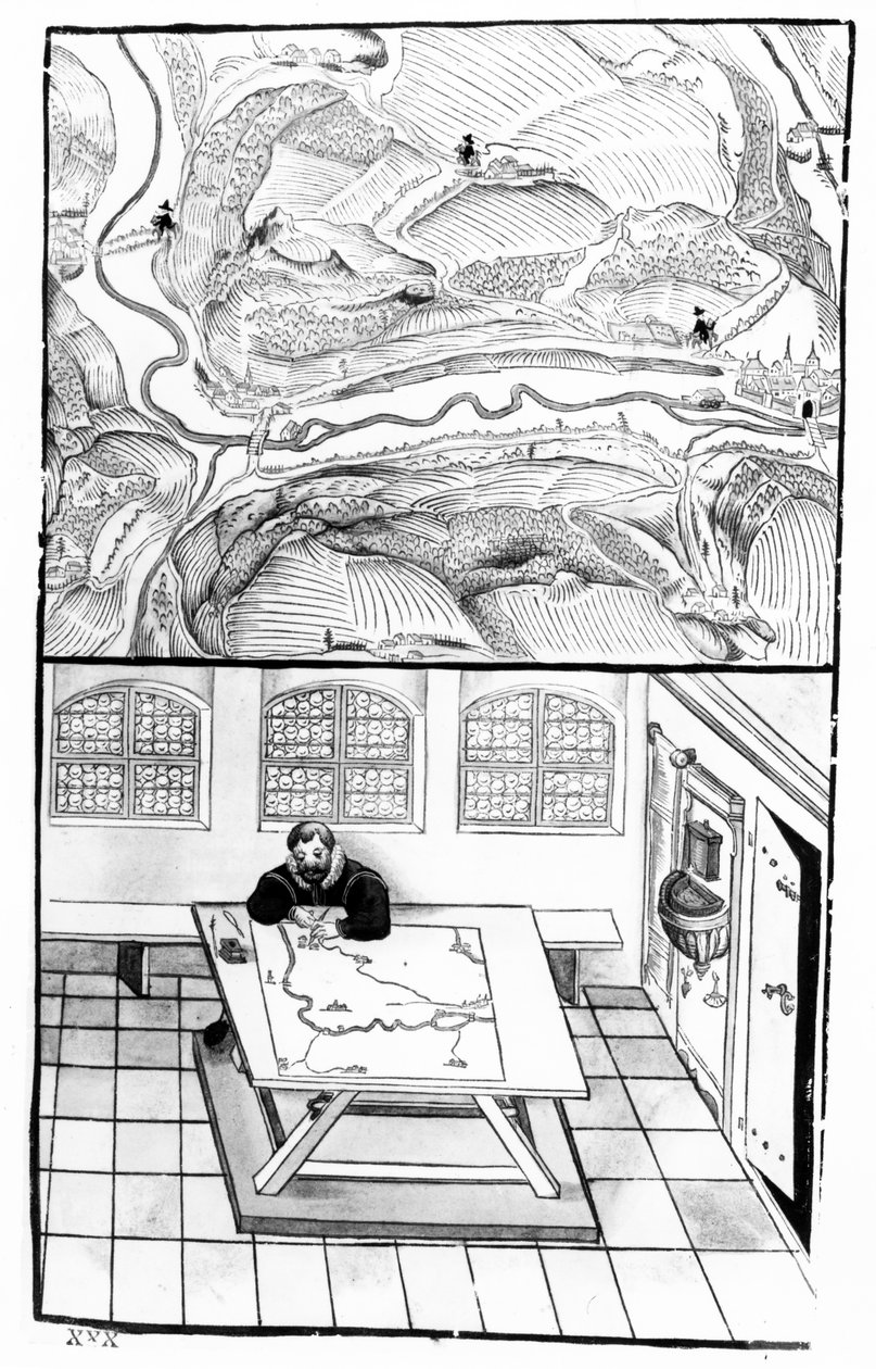 工作中的制图师（钢笔和墨水） 作者 欧洲学校