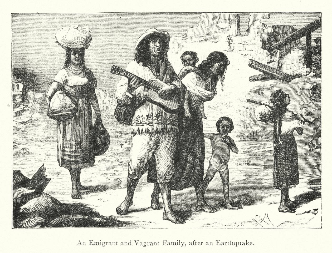 地震后的移民和流浪者家庭（雕刻） 作者 欧洲学校