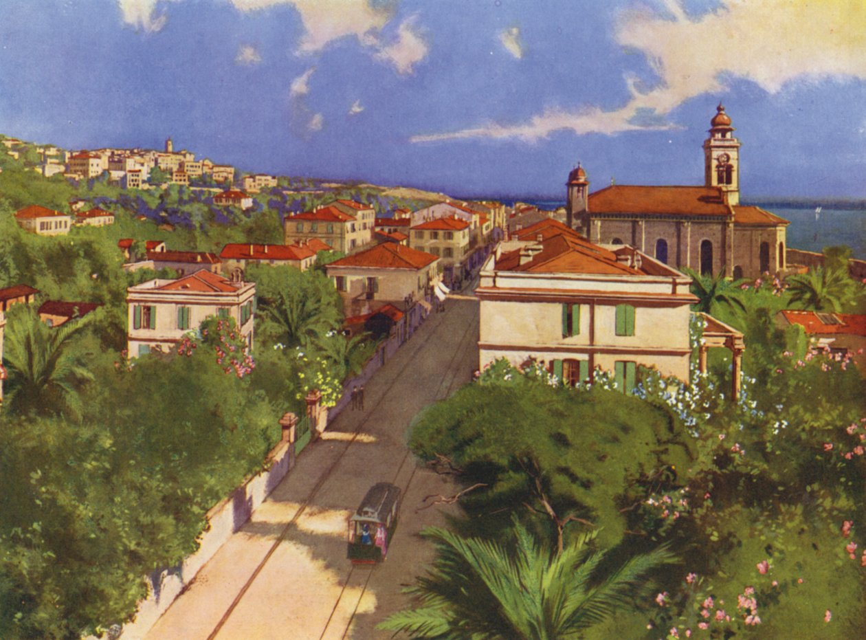 博尔迪格拉，Via Vittorio Emmanuele et Vue Generale（彩色石版画） 作者 欧洲学校