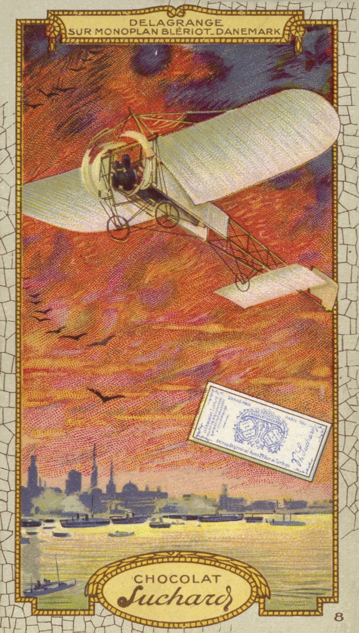 莱昂-德拉格朗日乘坐 Bleriot 单翼飞机，丹麦（彩照） 作者 欧洲学校