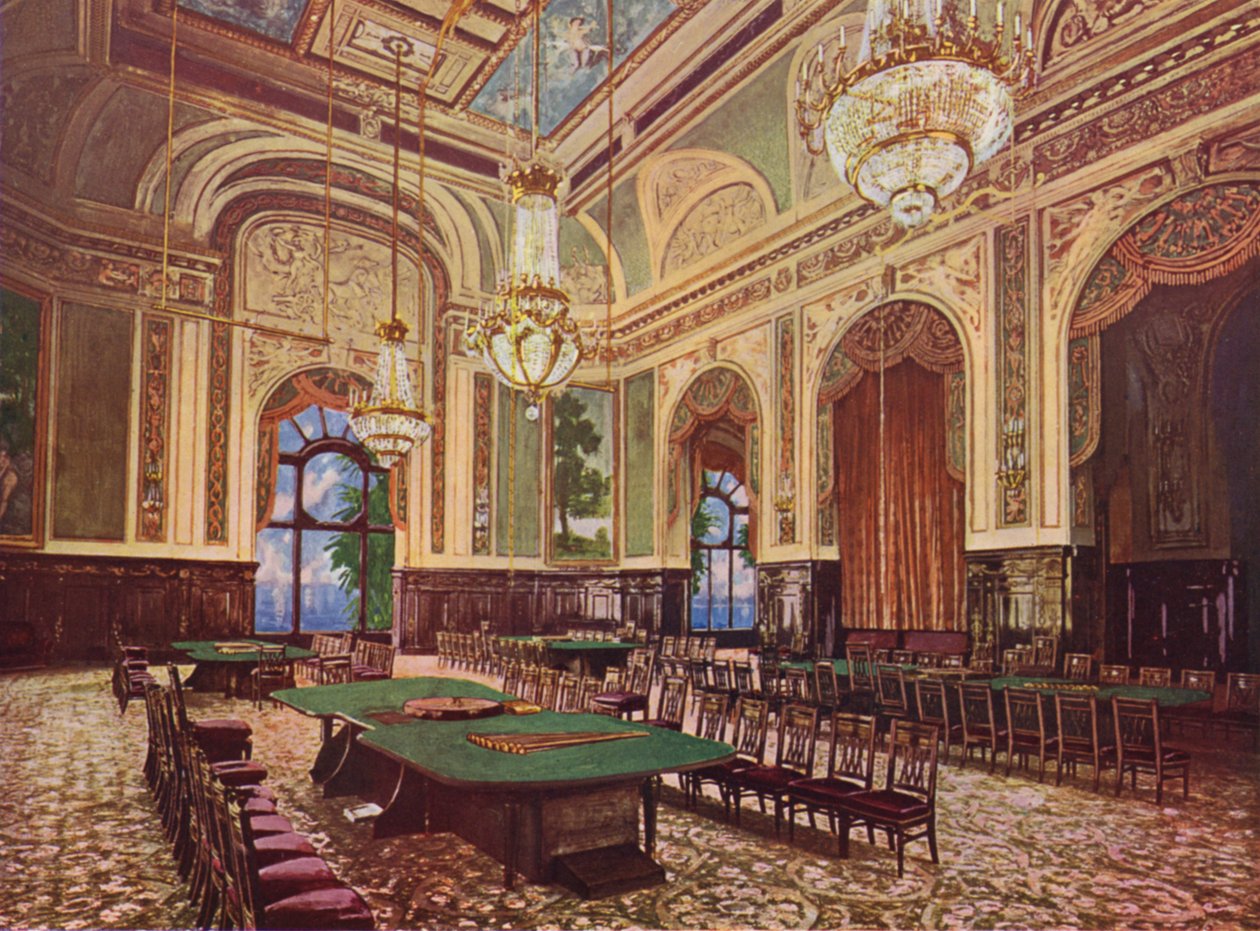 蒙特卡洛，La Nouvelle Salle（彩色石版画） 作者 欧洲学校