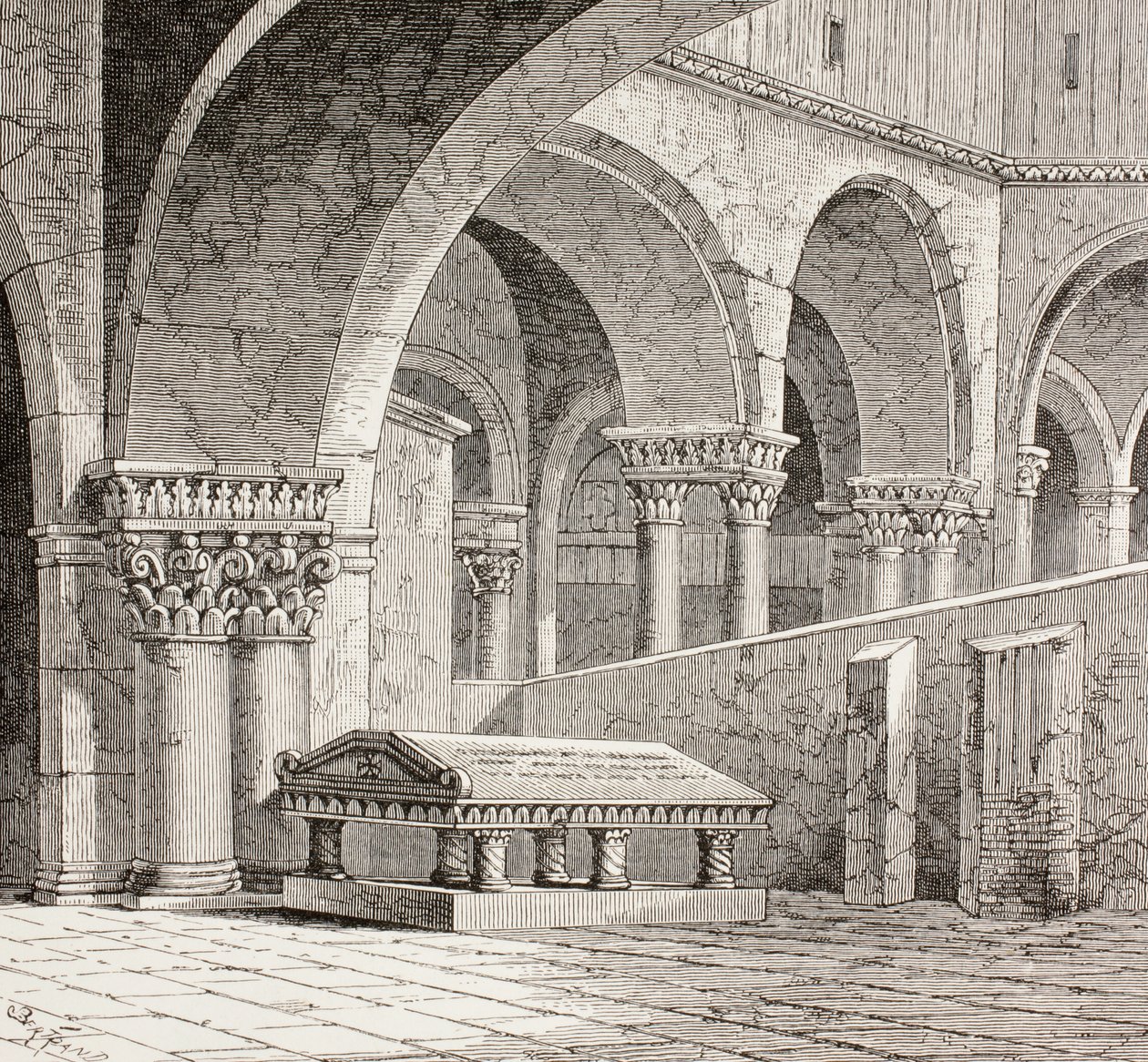 Godfrey de Bouillon坟茔在圣墓教堂，耶路撒冷，c.1880 作者 欧洲学校