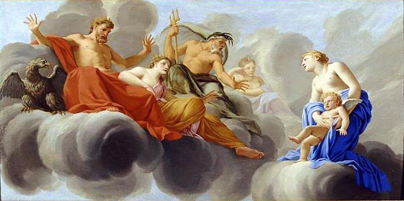 丘比特的生活 - 维纳斯向朱庇特呈现丘比特 作者 Eustache Le Sueur