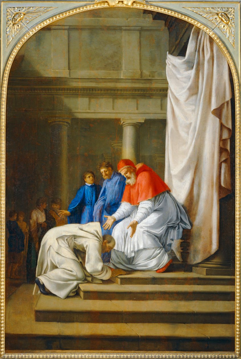 Saint Bruno aux pieds du pape Urbain II - 教皇乌尔班二世脚下的圣布鲁诺。1645-1648 ... 作者 Le Sueur的Eustache（工作室）