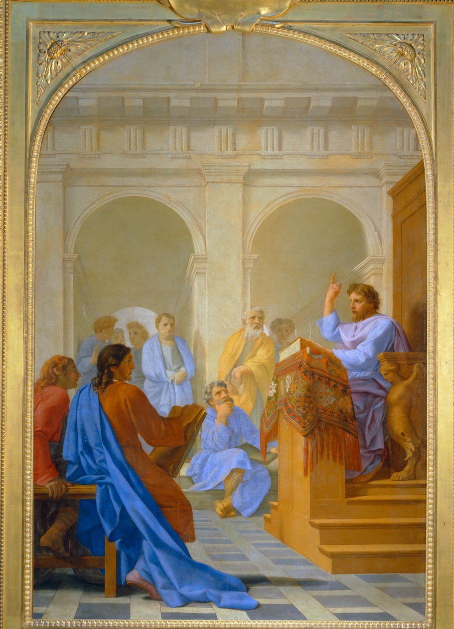 Saint Bruno enseigne la theologie dans les ecoles de Reims - 圣布鲁诺在兰斯学校教授神学... 作者 Le Sueur的Eustache（工作室）