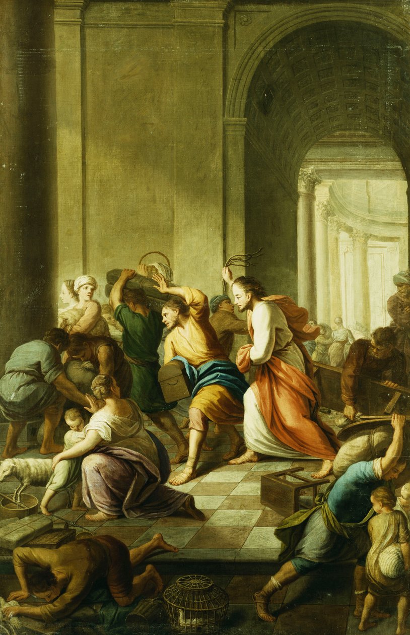 基督从圣殿赶钱 作者 Eustache Le Sueur