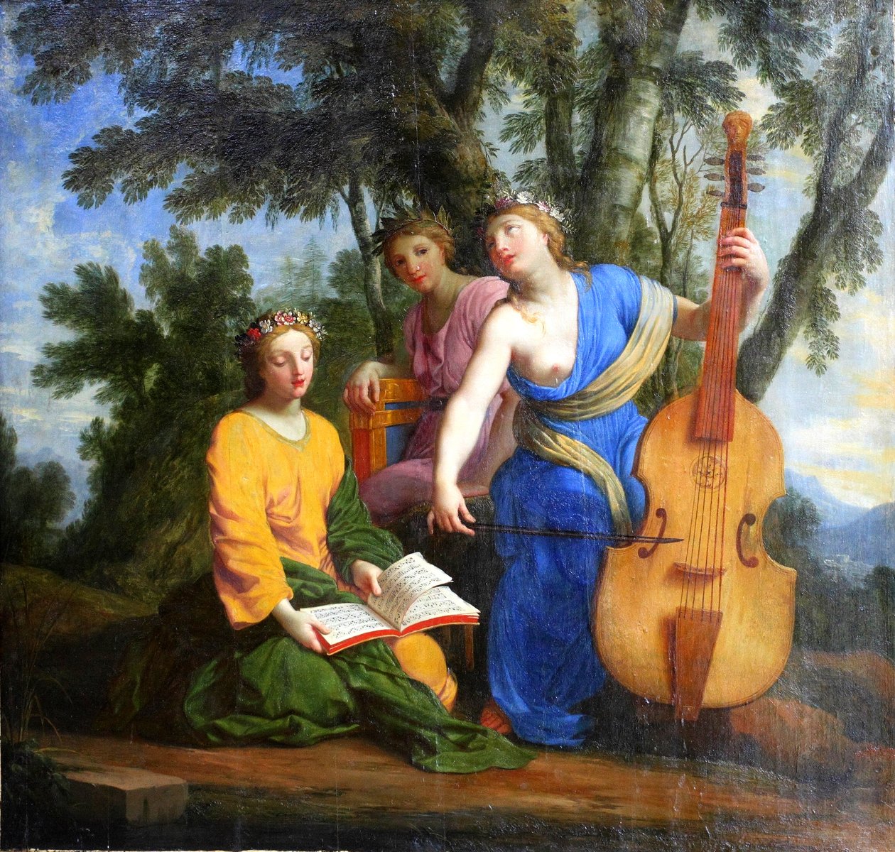 法语：Melpomène、Érato et Polymnie Melpomene、Erato 和 Polyhymnia 作者 Eustache Le Sueur