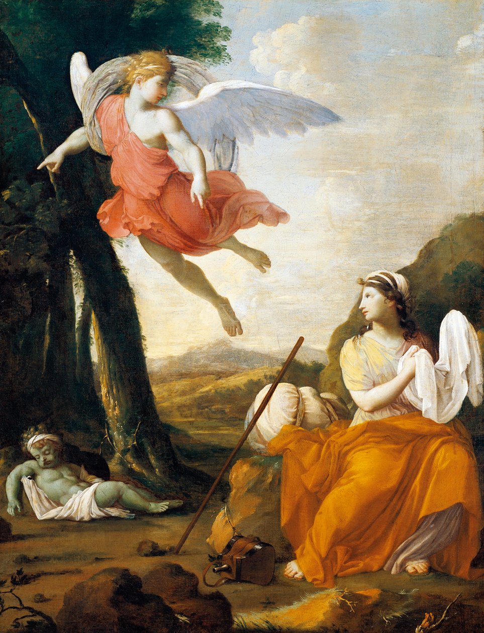天使拯救了夏甲和以实玛利，作者：尤斯塔克-勒苏尔（1616-1655 年） 作者 Eustache Le Sueur