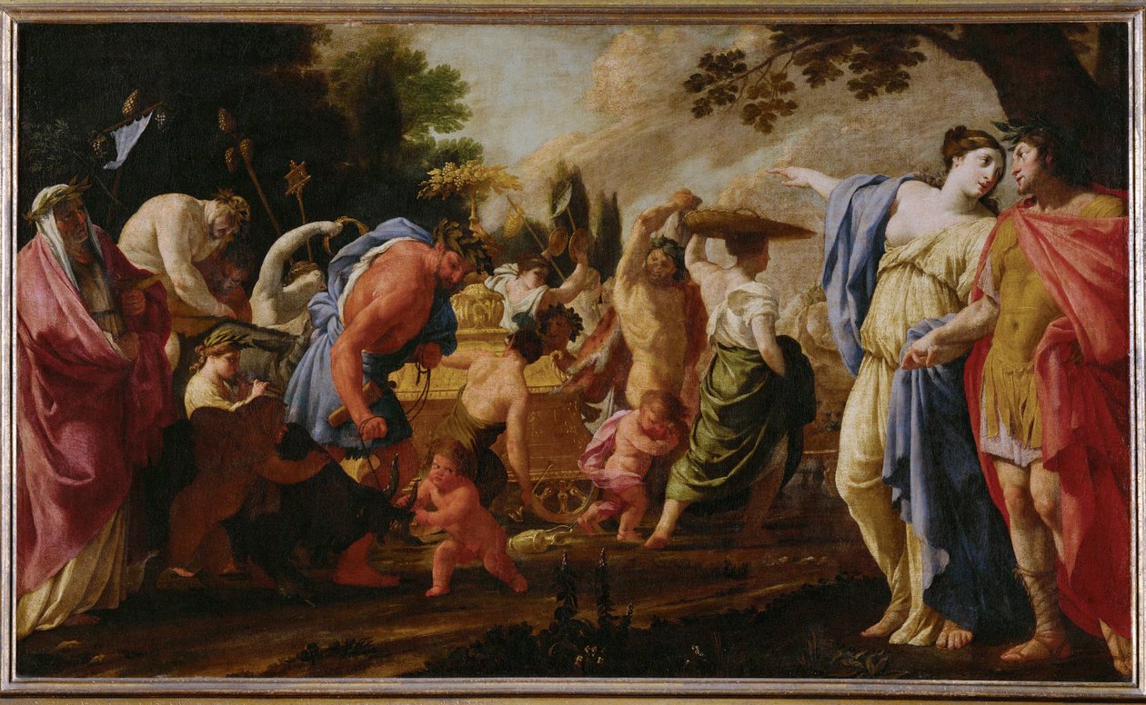 Poliphile assiste au triomphe de Bacchus - 波利菲洛观看巴克斯的胜利......（布面油画） 作者 Eustache Le Sueur